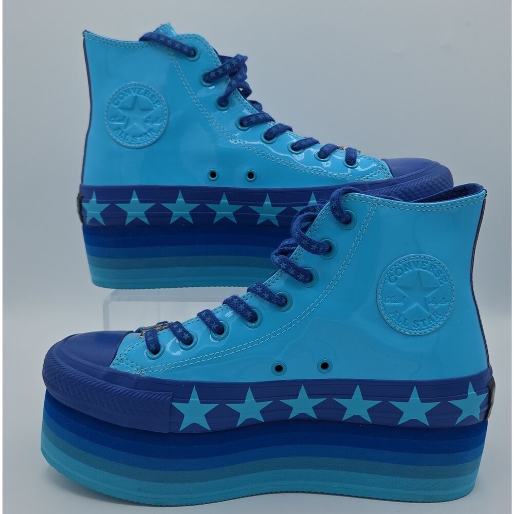 Miley Cyrus Converse Chuck Taylor Platform Hi Gnarly Blue Patent Sneakers Size 9 - Picture 2 of 8